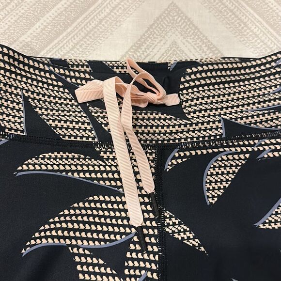 The Upside Women’s Black Palm Design Midi Leggings with Tie Waist - Picture 3 of 6